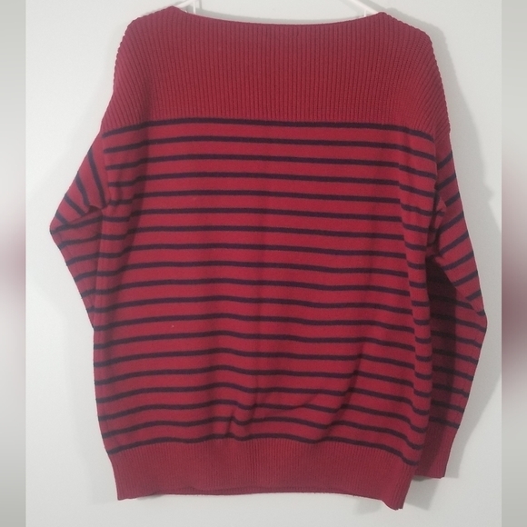 GAP Striped Knitted Sweater. Boat Neckline. Ribbed Hemline and Cuffs. Size Large - Picture 4 of 5